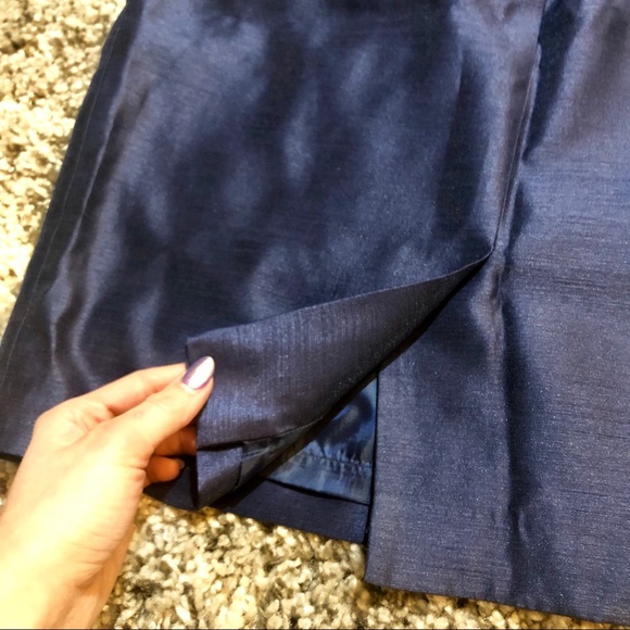 Kasper Metallic Navy Blue Pencil Skirt - Picture 6 of 6
